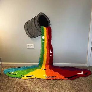 Rainbow Paint Bucket Wall Blanket Tapestry Personality Funny Home Decoration Bedroom Bedside Blanket Non-Slip Bedroom Floor Mat