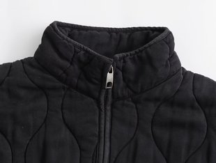 Amazon wholesale autumn new women's clothing all-match stand collar zipper pocket decoration long sleeve cotton jacket jacket