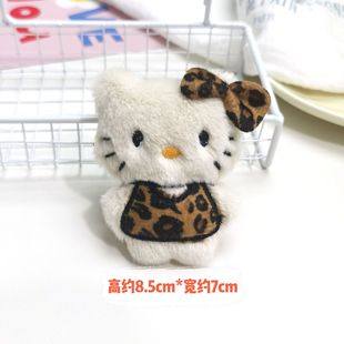 Cartoon Leopard Print KT Cat Squeaking Plush Pendant Kitty Cat Brooch Bag Keychain Hanging Headwear Accessories