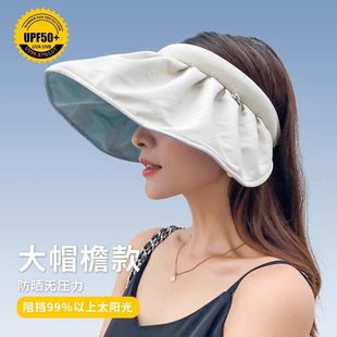 Sunshade Hollow Top Sun Protection Hat for Women in Summer, Anti-Uv, Foldableable Headband, Versatile Headband, Face-Covering Shell Hat