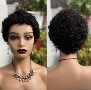 8A Pixie Curly Human Hair bundles Natural Color