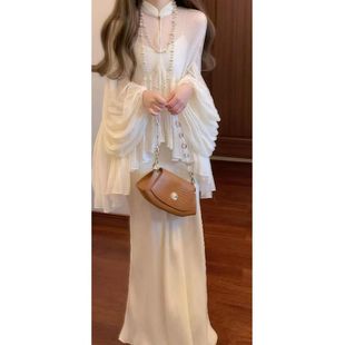 New Chinese Style suit Cool Relaxation Sling dress Collar Top Elegant Two-Piece Dress