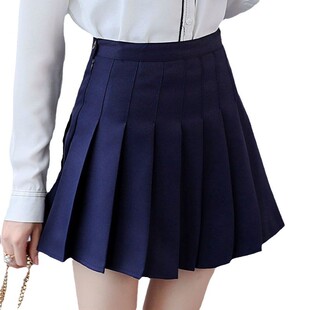 College Style Pleated Skirt, High Waist Skirt, A-Line Pure Color Skirt, Preppy Style Spring and Summer Pleated Skirt, Slimming Look Short Skirt for Girls
