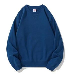 AG380 g tight cotton terry round neck sweater custom printing Morandi color inverted triangle shoulder thickened long sleeve