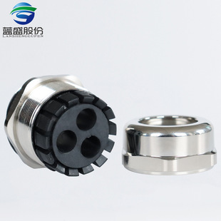 Lansheng three-hole metal cable waterproof connector brass nickel-plated multi-core Grand head