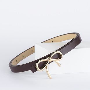 New Style Bow Decorative PU Leather High-grade Thin Belt Clothing Collocation High-grade Women's Slim-fit Belt
