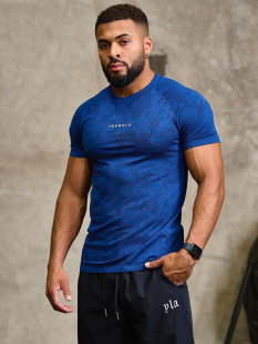 New Fitness Clothes Camouflage Sports T-shirt Muscle Tight Clothes Men's High Elastic Training Clothes Short Sleeve Fitness Clothes Men's