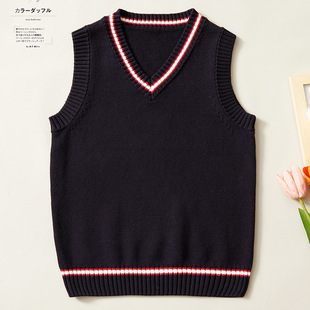 Children's Knitted Vest Boys' Sweater Vest Student School Uniform British Girls' Cotton Vest Hairy Uniform