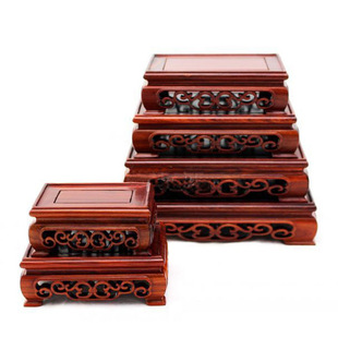 Mahogany Carving Crafts Ornaments Jade Stone Seal Jade Seal Base Red Sandalwood Straight Foot Square Solid Wood Base