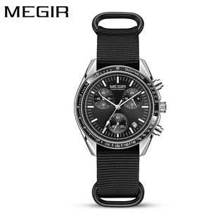 MEGIR new men's nylon braid waterproof luminous watch wholesale multi-function chronograph sports quartz watch