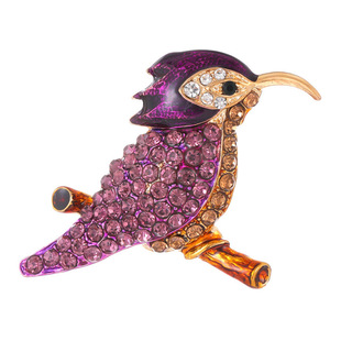 Fashion oil dripping long mouth woodpecker brooch creative personality bird corsage all-match clothing pin accessories