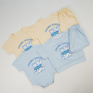 Japanese-style cartoon baby clothes summer men's baby summer clothes children's two-piece baby suit summer