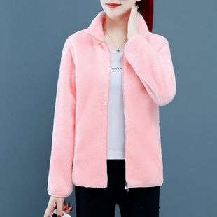 Women's Short plus size Coral Fleece Winter Thickened Warm Fleece Top Women's Sweatshirt