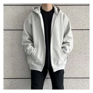 American Style High Street Cardigan Zipper Hooded Sweatshirt Men's Spring and Autumn Fashion Brand Ins All-match Top Couple Solid Color Jacket