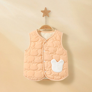 Baby Vest Autumn and Winter Children's Warm Fleece-Lined Jacket Boys' and Girls' Winter Wear Thickened Exterior Waistcoat Baby Vest