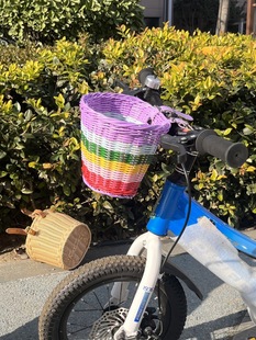 Children's bicycle basket vintage woven basket stroller basket front basket front basket children walking baby artifact
