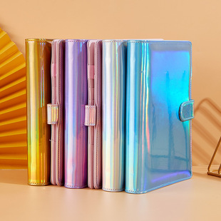 Cross-border exclusive for A5A6 colorful laser Macaron pu leather binder hand Ledger notebook shell wholesale