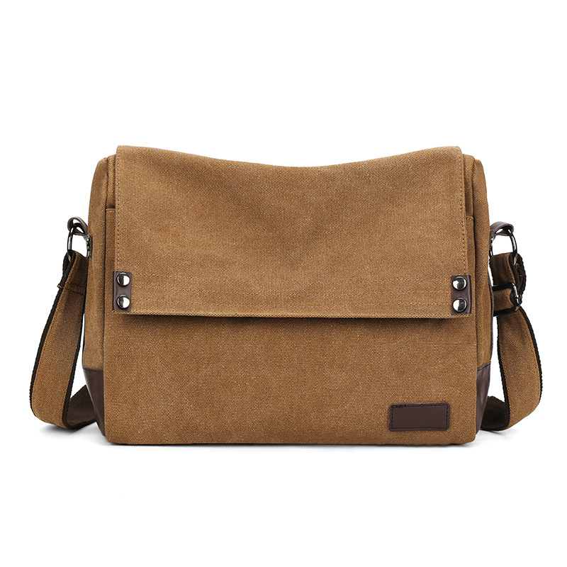 Large-Capacity Simple Casual Canvas Bag Men's New Trendy Shoulder Bag Daily Commuting Versatile Crossbody Bag Wholesale