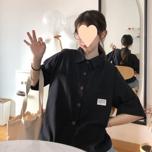Korean Style Shirt Short-sleeved Summer New Top Loose Half-sleeved Hong Kong Style Half-sleeved All-match Tooling Shirt for Female Students
