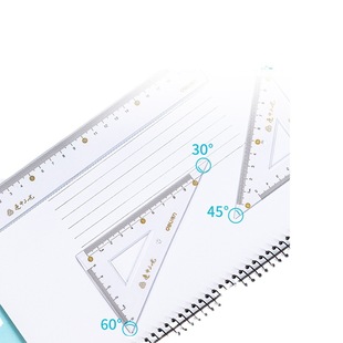 Deli 79533 student ruler set transparent straight ruler drawing four-piece set triangle ruler ruler protractor suit
