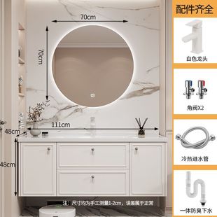 French Oak Bathroom Cabinet Ceramic Integrated Basin Washing Table Washing Table Integrated Basin Washing Basin Cabinet Combination