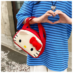 2023 New Cute Pink Rabbit Canvas Handbag Sweet Women Cosmetic Bag Cartoon Large Capacity Storage Bag