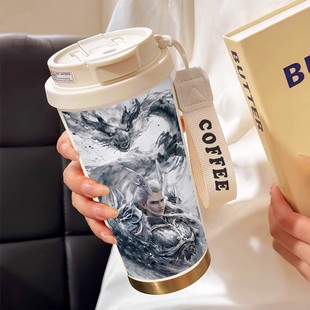 Aobingnazha water cup 316 stainless steel thermos cup high color value straw coffee cup large capacity double drink cross-border