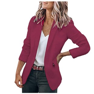 2023 autumn new women's elegant long-sleeved coat Amazon solid color suit collar loose single-breasted suit for women