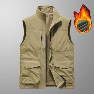 Double-sided Vest Men's Casual All-match Autumn and Winter Coat Fleece Vertical Collar Fat plus size fleece-lined Thickened Vest