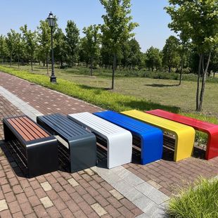 Park Chair Outdoor Bench Stainless Steel Anticorrosive Wood Square Outdoor Leisure Seat Garden Chair Outdoor Bench