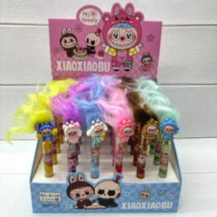 Foreign Trade Internet Celebrity Stationery labubu Fried Hair Press Pen labubu Cartoon Pen New High-value Stationery Pen Gift