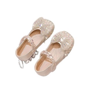 Girls Shoes Children Princess Small Leather Shoes 2025 Spring and Autumn New Spring Baby Crystal Shiny Rhinestone Shoes