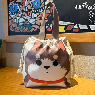 Cartoon 2025 New Drawstring Drawstring Pocket Large Capacity Portable Handbag Female Commuter Office Handbag