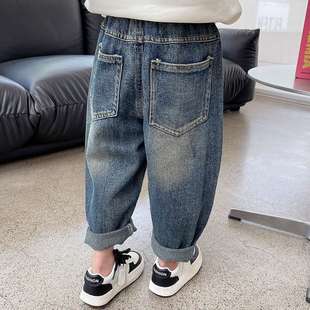 Girls' Jeans 2024 Korean Style Autumn Western Style Loose Harem Pants Baby's Carrot Pants Casual Long Pants Spring and Autumn