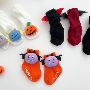 Autumn 2025 New Children's Socks Instagram Style Halloween Theme Figure Socks Baby Mid-tube Cotton Socks Anti-slip Socks