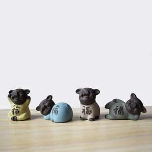 Tea Pet Boutique Ornaments Can Raise Creative Mini Three Four Not Small Monk Zen Purple Sand Tea Set Accessories Flower Pot Decoration