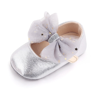 0-1 year old toddler shoes spring and autumn women's baby shoes gauze bow soft bottom comfortable princess baby shoes 2650