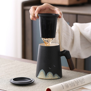 Ceramic Wanli Mountain and River Hand-painted Yuanshan Mug Bookkeeping Book U Disk Pen Bookmark Meeting Water Cup Gift Set