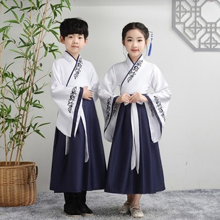 Одежда Госюэ для мальчиков Hanfu, книга с древними костюмами в китайском стиле, детская одежда, трехсимвольная сутра, правила ученика, детская одежда для выступлений для учащихся начальной школы
