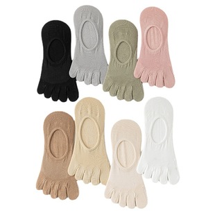 Spring and Summer 2023 Thin Five-Finger Socks Women's Shallow Mouth Invisible Socks Pure Cotton Toe Socks Solid Color Mesh Breathable Boat Socks