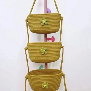 Wall Hanging Storage Basket Hanging Basket Dormitory Room Storage Rack Artifact Wall Hanging Bag Cotton Woven Wall Hanging Door Houling Che