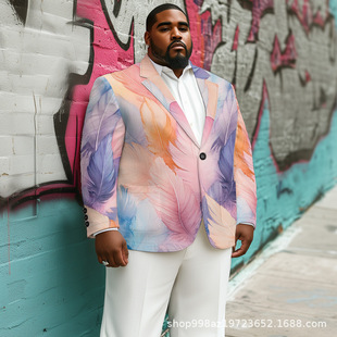 2025 Cross-border New Spring and Autumn Men's Suit Jacket Casual Trend Comfortable Fashion 3D Printing Multi-pattern Can Be Done