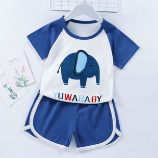 Summer Kidsren's ShorT-sleeved SuiT Pure CoTTon Boys T-shirT CarToon Baby ShorTs Girls Half-sleeved Casual Baby Summer CloThes