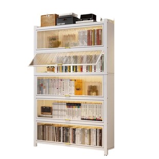 Steel Bookcase with Door Children's Bookshelf Dustproof Storage Cabinet Living Room Display Cabinet Wrought Iron Bedroom Rack Storage Cabinet