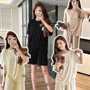 Dongdaemun 8601 Wave Dot Pajamas suit Women's Short-sleeved Shorts Home Clothes Spring and Summer Loose Casual suit Outwear
