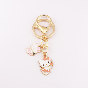 Ins Japanese Style Cute Hello Kitty Keychain Cartoon School Bag Hanging Auto Car Key Bag Hanging Accessories