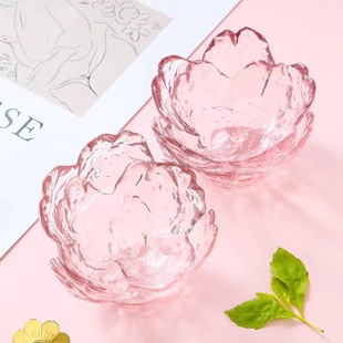 Japanese Style Creative Glass Pink Phnom Penh Cherry Blossom Dish Household Tableware Dipping Seasoning Dish Vinegar Dish Sauce Dish Small Dish