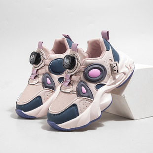 Girls' Winter sneaker Children's fleece-lined Shoes 2024 New Arrival Rotating Button Boys' Soft Sole Two-Cotton Torre Shoes