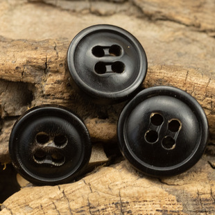 Natural Black real horn Phoenix grooved eye shirt button casual vintage linen cotton linen sweater shirt polo button