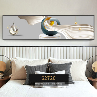 Modern Minimalist Bedroom Bedside Decorative Painting Abstract Black and White Line Hanging Painting Light Luxury Horizontal Master Bedroom Wall Mural Painting